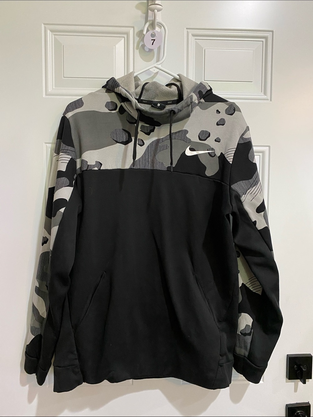 Nike Black Hoodie with Gray Camo Yoke & Sleeves